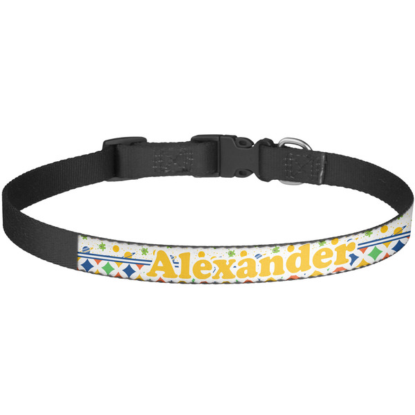 Custom Boy's Space & Geometric Print Dog Collar - Large (Personalized)