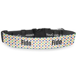 Boy's Space & Geometric Print Deluxe Dog Collar - Medium (11.5" to 17.5") (Personalized)