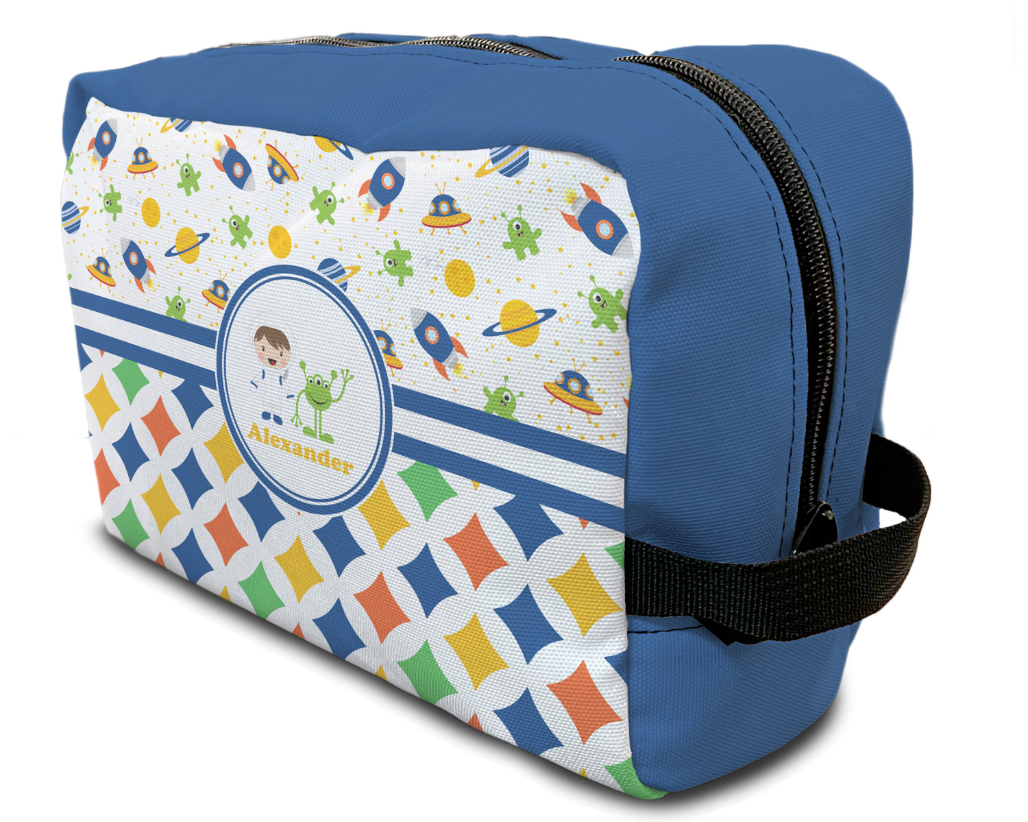 Boy s Space Geometric Print Design Custom Toiletry Bag Dopp Kit