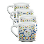 Boy's Space & Geometric Print Double Shot Espresso Cups - Set of 4 (Personalized)