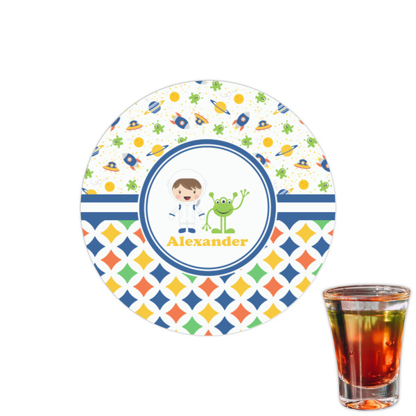 Custom Boy's Space & Geometric Print Printed Drink Topper - 1.5" (Personalized)