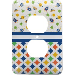 Boy's Space & Geometric Print Electric Outlet Plate