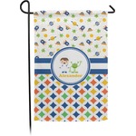 Boy's Space & Geometric Print Small Garden Flag - Double Sided w/ Name or Text