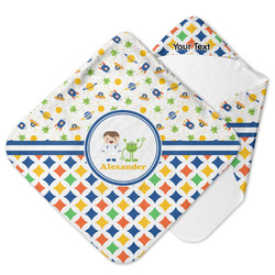 Boy's Space & Geometric Print Hooded Baby Towel (Personalized)
