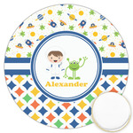 Boy's Space & Geometric Print Printed Cookie Topper - 3.25" (Personalized)