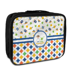 Boy's Space & Geometric Print Insulated Lunch Bag (Personalized)