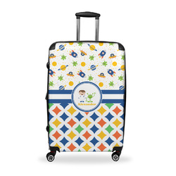 Boy's Space & Geometric Print Suitcase - 28" Large - Checked w/ Name or Text