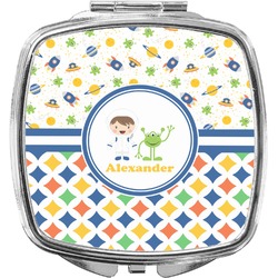 Boy's Space & Geometric Print Compact Makeup Mirror (Personalized)