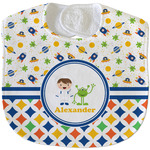 Boy's Space & Geometric Print Velour Baby Bib w/ Name or Text