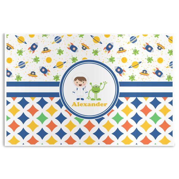 Custom Boy's Space & Geometric Print Disposable Paper Placemats (Personalized)