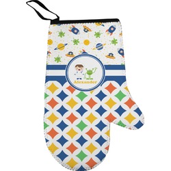 Boy's Space & Geometric Print Right Oven Mitt (Personalized)