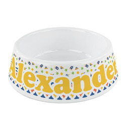 Boy's Space & Geometric Print Plastic Dog Bowl - Small (Personalized)