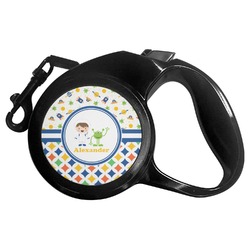 Boy's Space & Geometric Print Retractable Dog Leash - Large (Personalized)