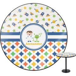 Boy's Space & Geometric Print Round Table - 24" (Personalized)