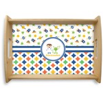 Boy's Space & Geometric Print Natural Wooden Tray - Small (Personalized)