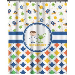 Boy's Space & Geometric Print Extra Long Shower Curtain - 70"x84" (Personalized)