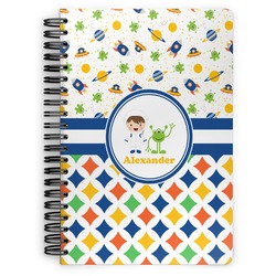 Boy's Space & Geometric Print Spiral Notebook - 7x10 w/ Name or Text
