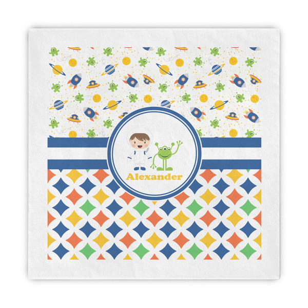 Custom Boy's Space & Geometric Print Decorative Paper Napkins (Personalized)