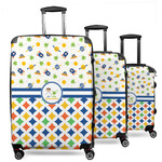 Boy's Space & Geometric Print 3 Piece Luggage Set - 20" Carry On, 24" Medium Checked, 28" Large Checked (Personalized)