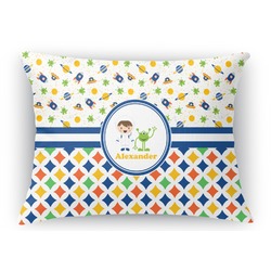 Boy's Space & Geometric Print Rectangular Throw Pillow Case (Personalized)