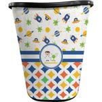 Boy's Space & Geometric Print Waste Basket - Single Sided (Black) (Personalized)