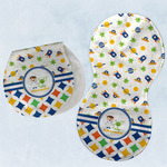 Boy's Space & Geometric Print Burp Pads - Velour - Set of 2 w/ Name or Text