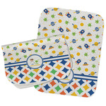 Boy's Space & Geometric Print Burp Cloths - Fleece - Set of 2 w/ Name or Text