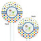 Boy's Space & Geometric Print White Plastic 5.5" Stir Stick - Double Sided - Round - Front & Back