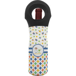 Boy's Space & Geometric Print Wine Tote Bag (Personalized)