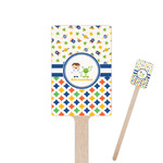 Boy's Space & Geometric Print 6.25" Rectangle Wooden Stir Sticks - Single Sided (Personalized)