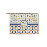 Boy's Space & Geometric Print Zipper Pouch - Small - 8.5"x6" (Personalized)