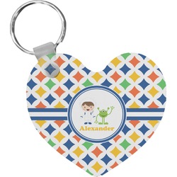 Boy's Astronaut Heart Plastic Keychain w/ Name or Text