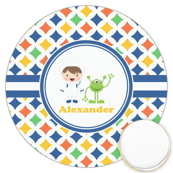 Custom Boy's Astronaut Printed Cookie Topper - 3.25" (Personalized)