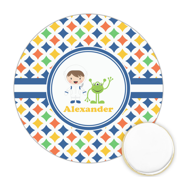 Custom Boy's Astronaut Printed Cookie Topper - Round (Personalized)