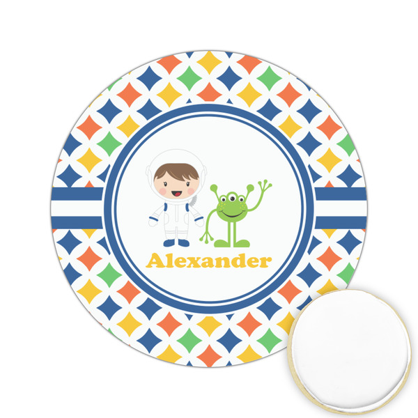 Custom Boy's Astronaut Printed Cookie Topper - 2.15" (Personalized)