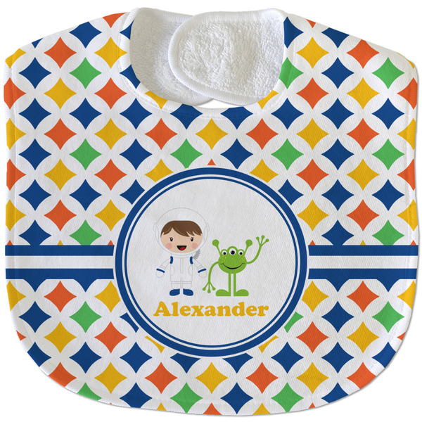 Custom Boy's Astronaut Velour Baby Bib w/ Name or Text