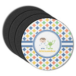 Boy's Astronaut Round Rubber Backed Coasters - Set of 4 (Personalized)