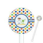 Boy's Astronaut 5.5" Round Plastic Stir Sticks - White - Double Sided (Personalized)