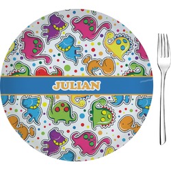 Dinosaur Print 8" Glass Appetizer / Dessert Plates - Single or Set (Personalized)