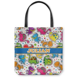 Dinosaur Print Canvas Tote Bag - Large - 18"x18" (Personalized)