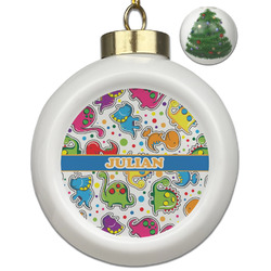 Dinosaur Print Ceramic Ball Ornament - Christmas Tree (Personalized)