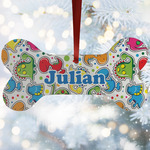 Dinosaur Print Ceramic Dog Ornament w/ Name or Text