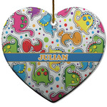 Dinosaur Print Heart Ceramic Ornament w/ Name or Text