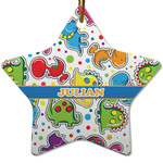 Dinosaur Print Star Ceramic Ornament w/ Name or Text