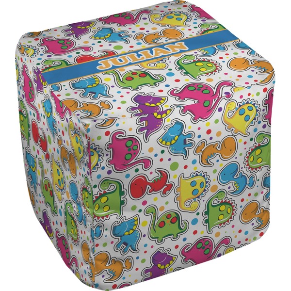 Custom Dinosaur Print Cube Pouf Ottoman - 18" (Personalized)