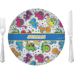 Dinosaur Print Glass Lunch / Dinner Plate 10" (Personalized)