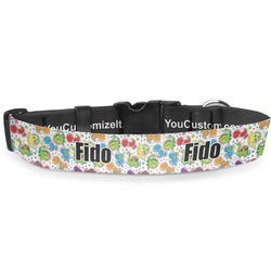 Dinosaur Print Deluxe Dog Collar - Large (13" to 21") (Personalized)