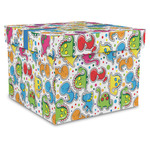 Dinosaur Print Gift Box with Lid - Canvas Wrapped - XX-Large (Personalized)