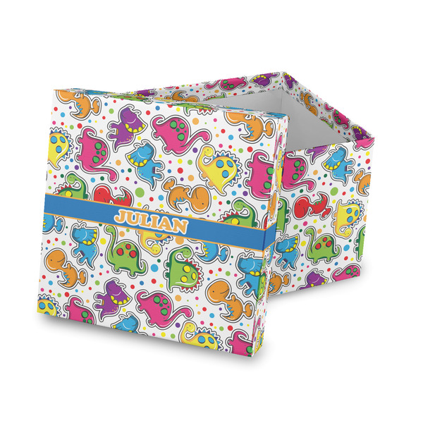 Custom Dinosaur Print Gift Box with Lid - Canvas Wrapped (Personalized)