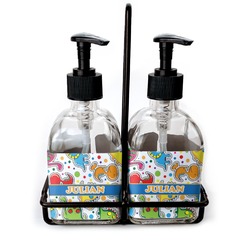 Dinosaur Print Glass Soap & Lotion Bottle Set (Personalized)